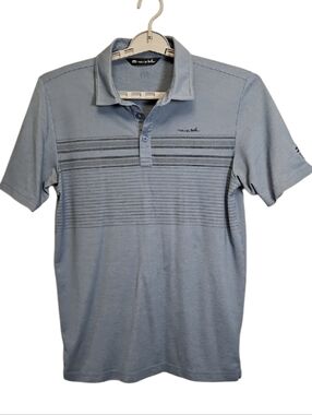 Travis Mathew Golf Polo, Blue/gray, Size Medium